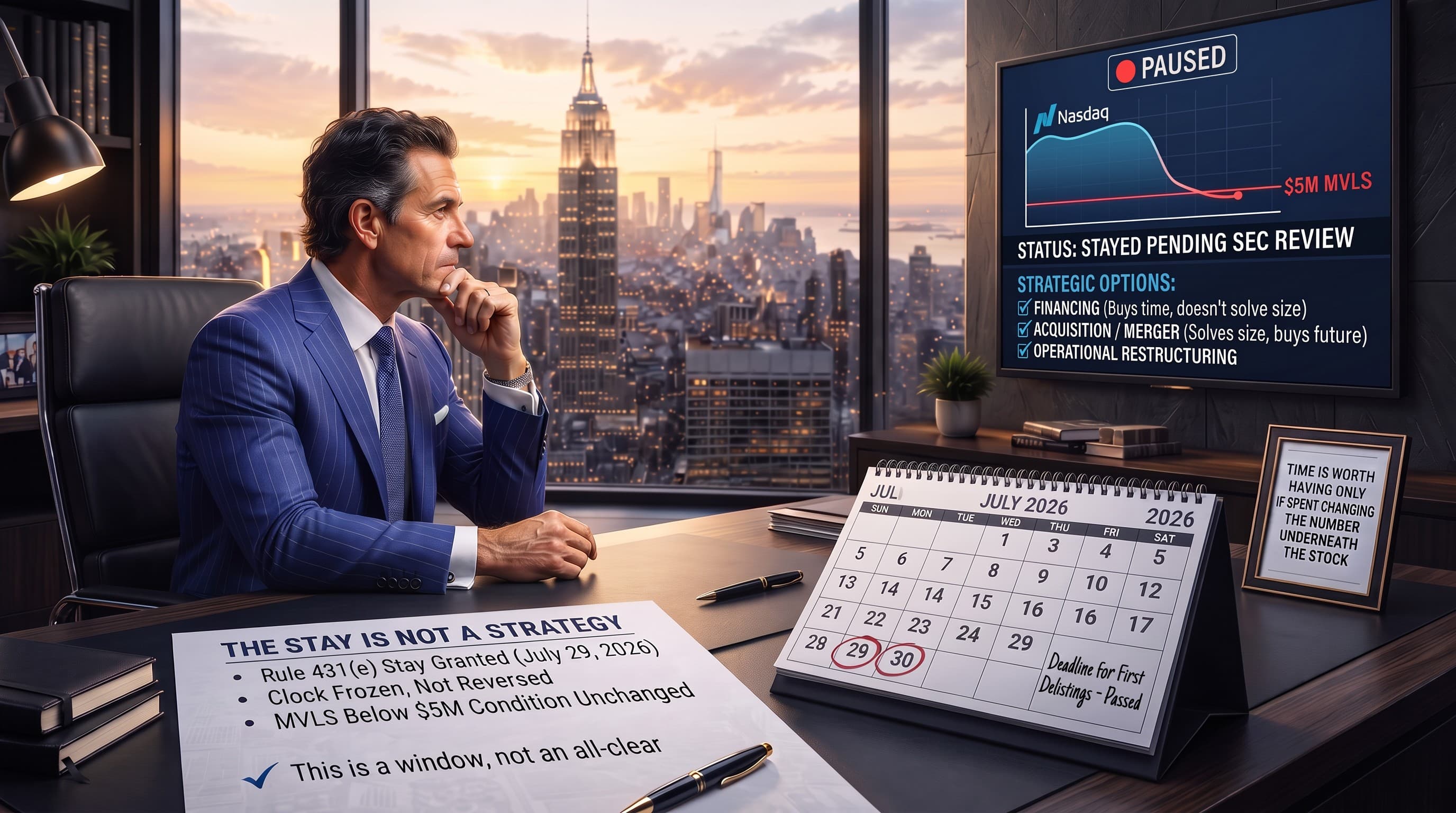Featured image for SEC Stays Nasdaq's New $5 Million Listing Rule: What the Pause Actually Changes